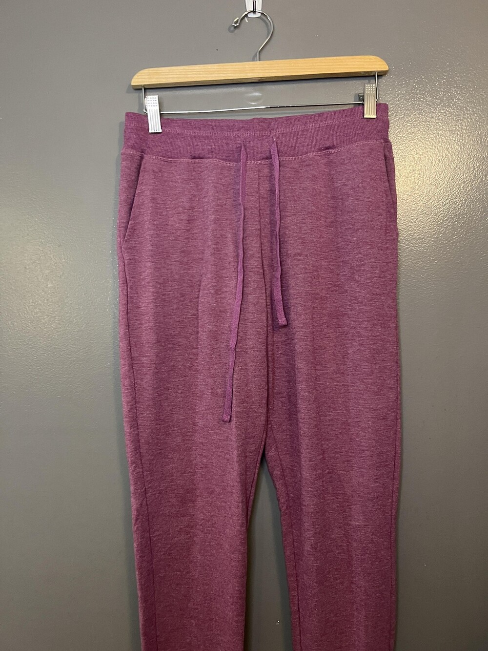 Daisy Fuentes Pants Womens Medium Purple Heather Jogger Lounge Drawstring Ruched